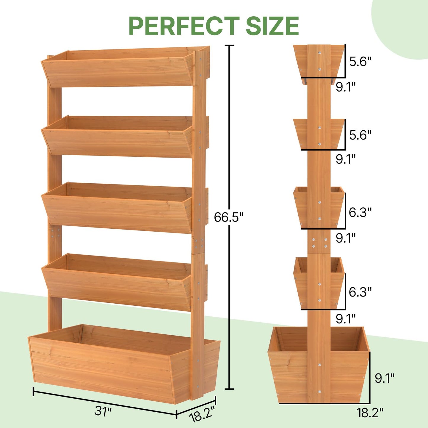 Suteck Raised Garden Bed, Vertical Wooden Raised Garden Bed, 5 Tier Garden Planters Freestanding Plant Stand Flower Rack Wooden Planter Box For Plants Flowers Herbs Vegetables Indoor Outdoor Gardening