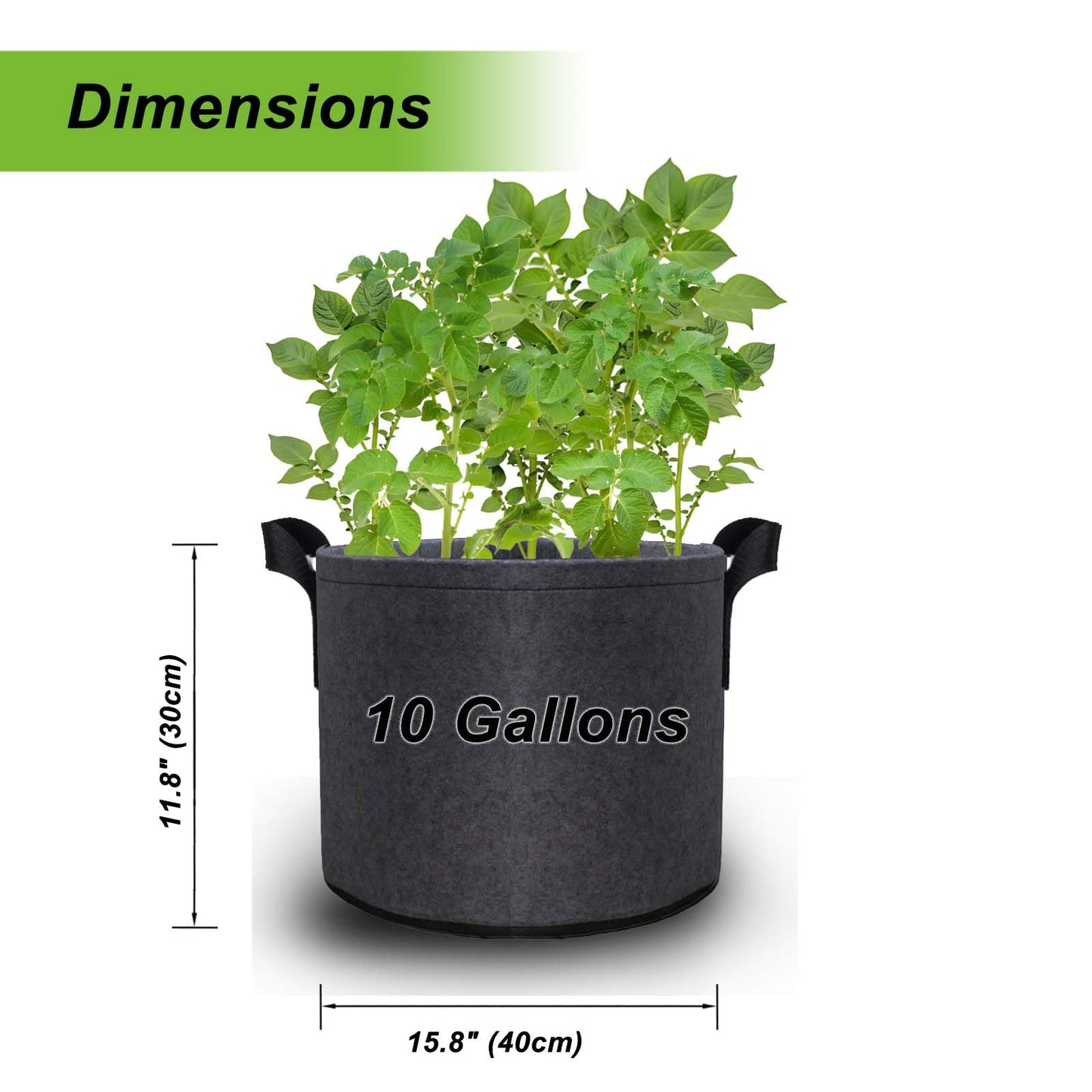 MGMGART 5 Pack 10 Gallon Grow Bags Heavy Duty Non-Woven Thickened 350G Fabric Planter Pots for Outdoor Plants, Garden Planting Containers with Reinforced Handles, Potato Tomato Vegetable Flower Pots