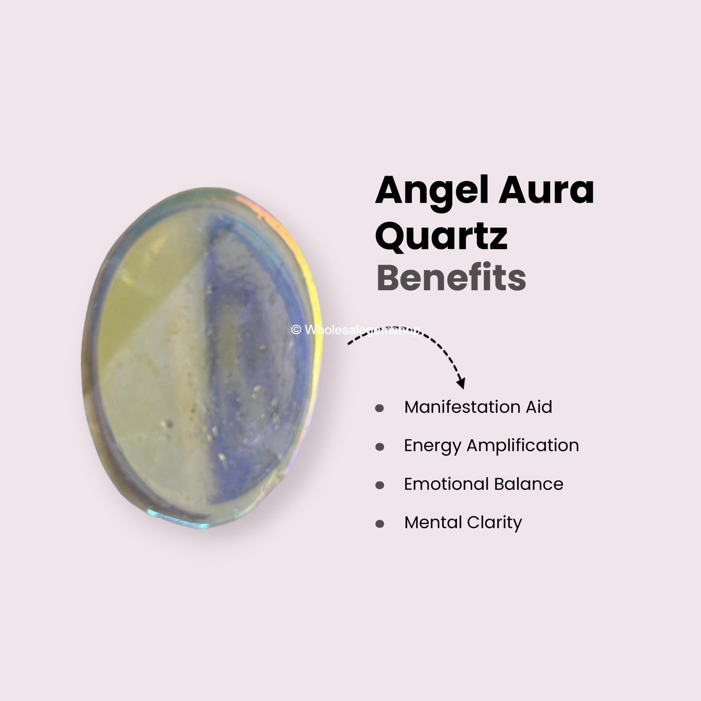 Angel Aura Quartz Thumb Worry Stones Metaphysical Gemstone Crystal Healing Reiki Men Women Gift FENG Shui Positive Energy Love Wellness Palm Stones Wicca Powerful