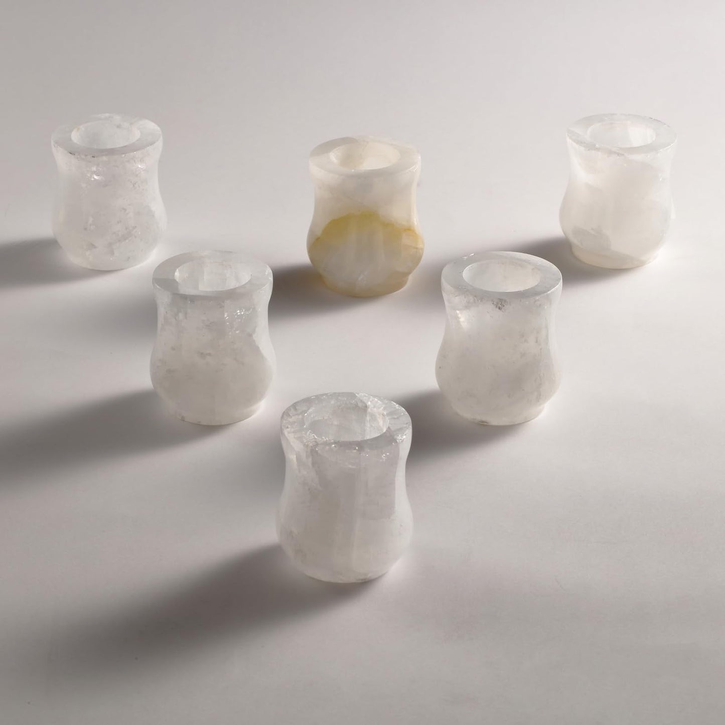 Single Crystal Tealight Candle Holder, 2.8''x3.1'' Votive Candel Holder Handcrafted from Solid Gemstone, Stone Candle Holder for or Weddings Parties, Dinner,Wedding Centerpieces $ Home Decor (Crystal)