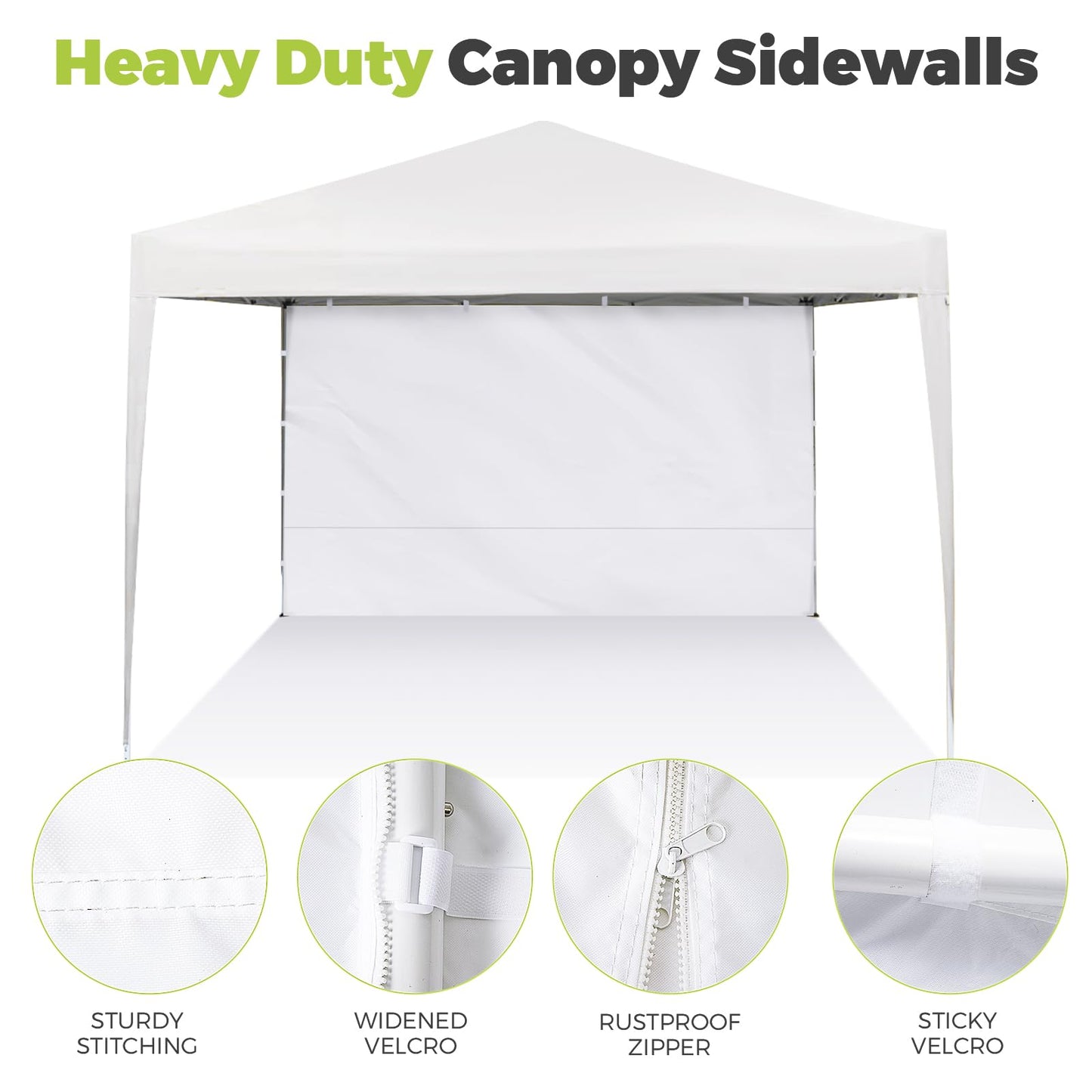 FLAGLY 10x10 Pop Up Canopy Sidewall - 1 PC 300D Waterproof Attachable Tent Wall, Privacy Shade for Outdoor Events, Vendor Booths (Tent Not Included, Basic Style)