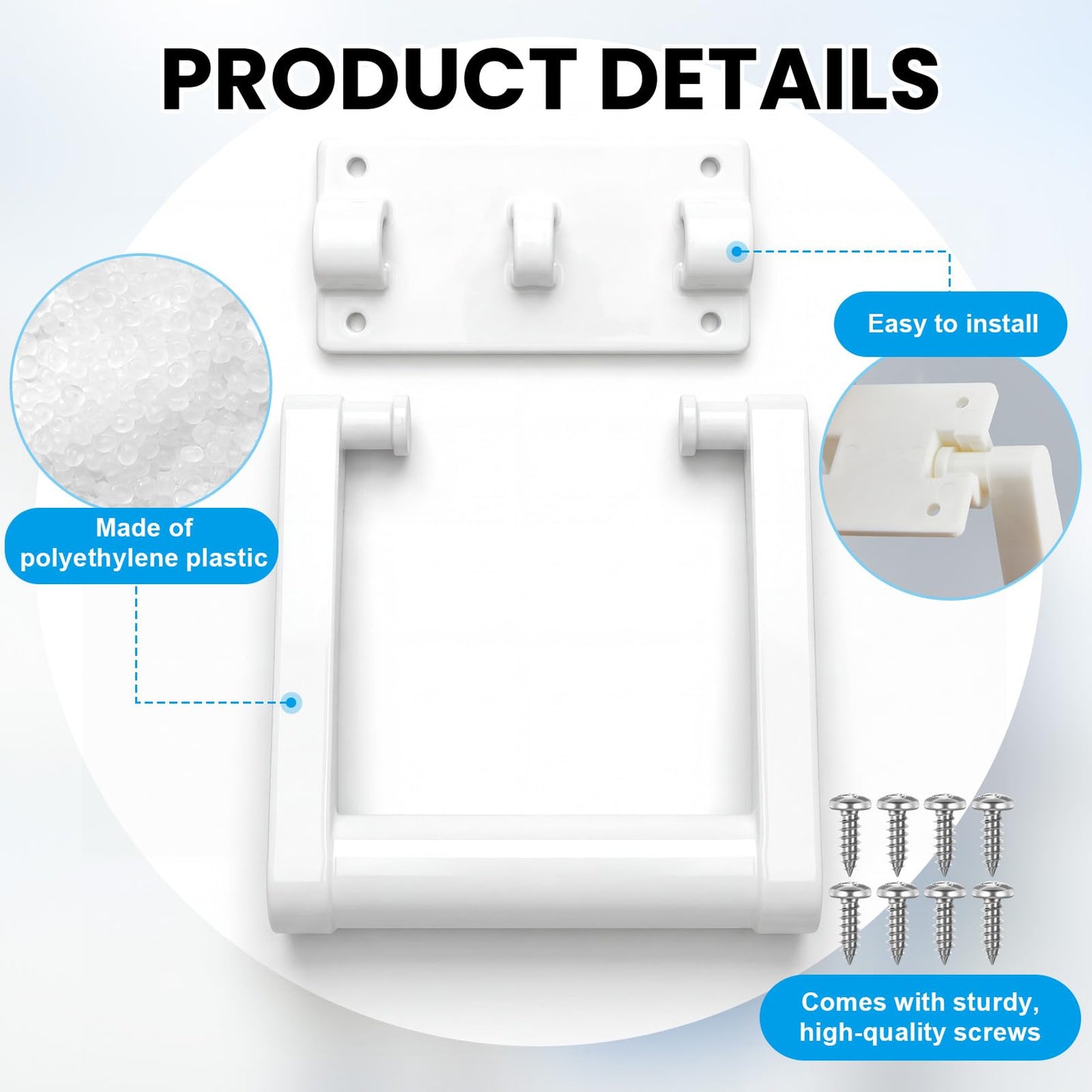Wonderjune 4 Pcs White Cooler Replacement Handles Parts Compatible with Igloo 21023 for 25-72 and 90-100 qt Coolers Plastic Cooler Accessories Kits (90-100 Qt)