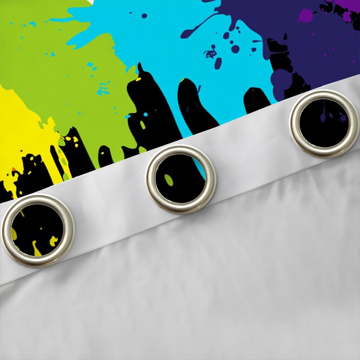 Erosebridal Rainbow Tie Dye Blackout Curtains 76Wx45L,Colorful Splash Paint Window Curtains Home Dorm Room Multicolor Grafitti Curtains Luxury,Modern Abstract Window Drapes Black White