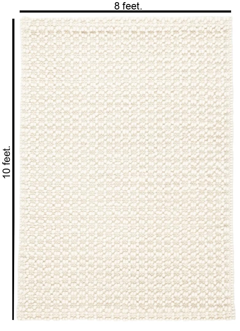 The Knitted Co. Handwoven Wool Area Rug - Hand Woven Natural Carpet Rugs- Bedroom Living Room Dining Room (Ivory- 8'x10')