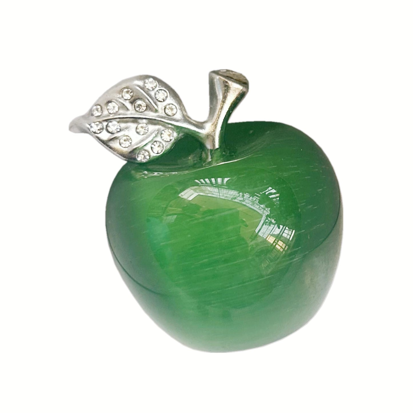 Sunshcat Green Cat's Eye Stone 1.18 Inchs Apple Crystal and Healing Stone Statues,Room Decoration Christmas Decorations Thanksgiving Gifts Office Gifts Collectibles