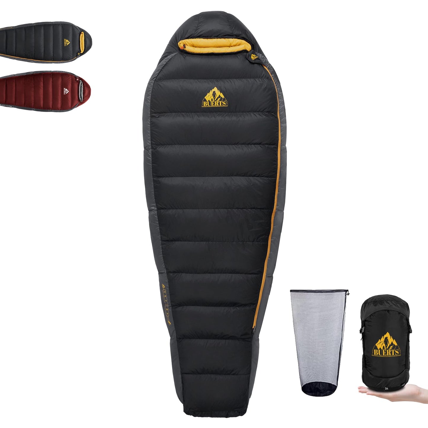 BUERTS Down Sleeping Bag for Adults Cold Weather Ultralight & Compact 680FP Backpacking Sleeping Bag for Camping, Hiking, Mountaineering