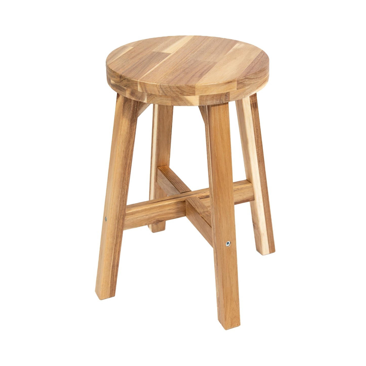 ARROWSTONE Round Stool Acacia Wood, 18" Height, 11'' Round Top, Backless, Easy Assembly, Natural Wax Finish, Wooden Stool for Plant, Dining Room, Kitchen Counter, Makeup