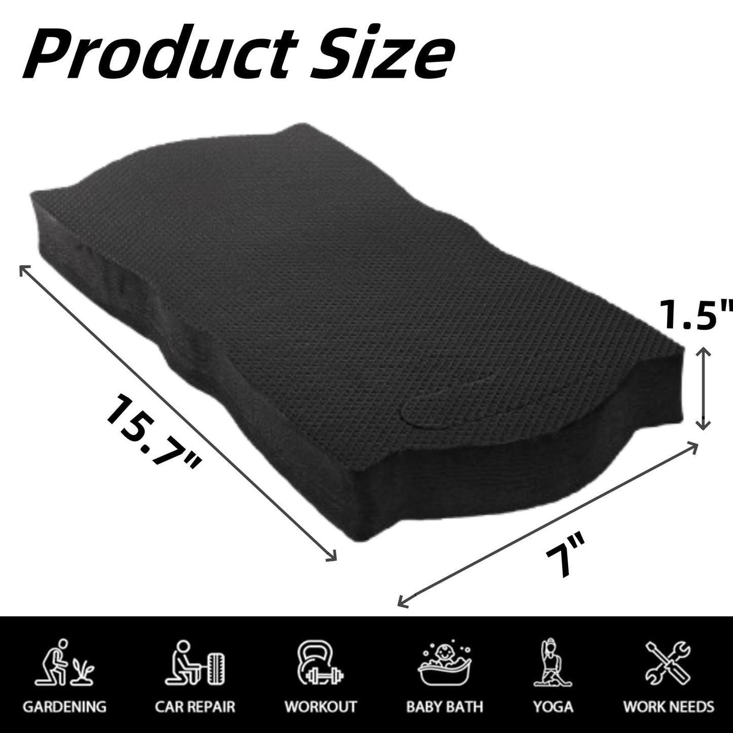 Covzoe 4 Pack Thick Kneeling Pad, 15.7" L x 7" W x 1.5" Th Waterproof Garden Kneel Pads Cushion with Handle, Soft Foam Kneeler Mat for Work, Cleaning, Yoga, Praying, Bath, Exercise, Black