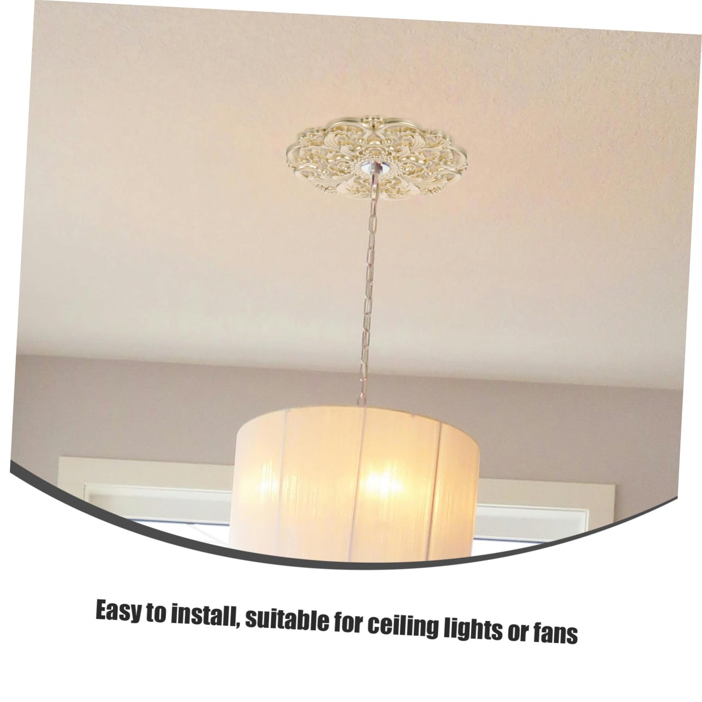 GRIRIW Living Room Chandelier Ceiling Lamp Flower Ceiling Light Plastic Carving Decorative Medallion European Style Light Decoration Medallion