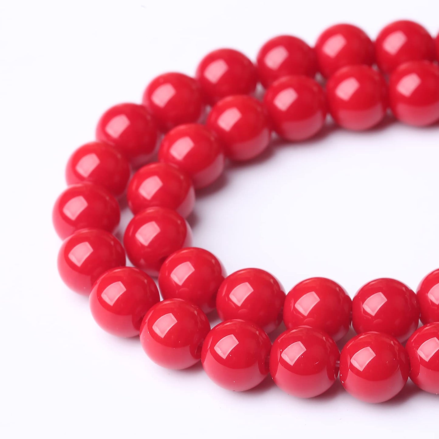 10MM 32pcs Red Glass Beads for Jewelry Making Round Loose Spacer Crystal Energy Healing Power Stone Beads DIY Bracelet Necklace Accessories (Red Glass, 10mm)