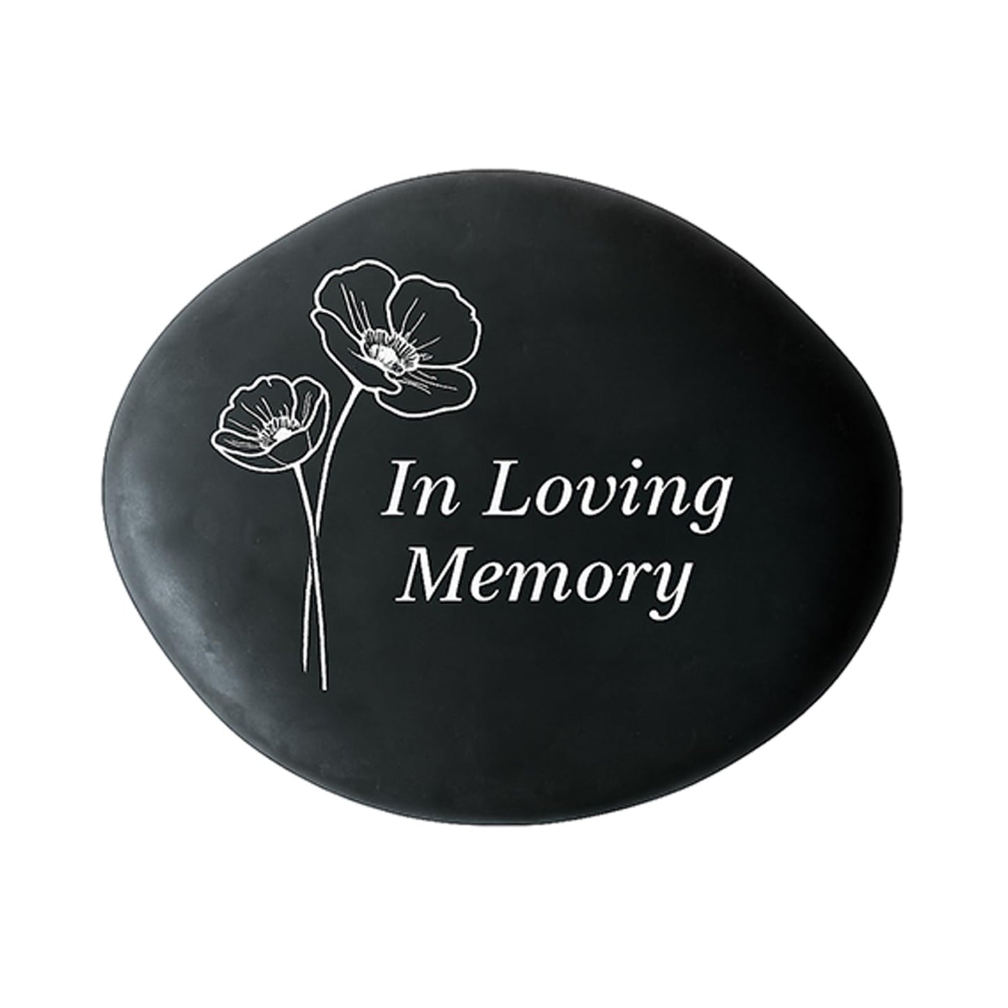 aiviwiai in Loving Memory Memorial Stone with Poppy Flower - Small Remembrance Garden Plaque, Sympathy Bereavement Gifts for Loss of Loved One, Waterproof Outdoor Grave Decoration (Medium)