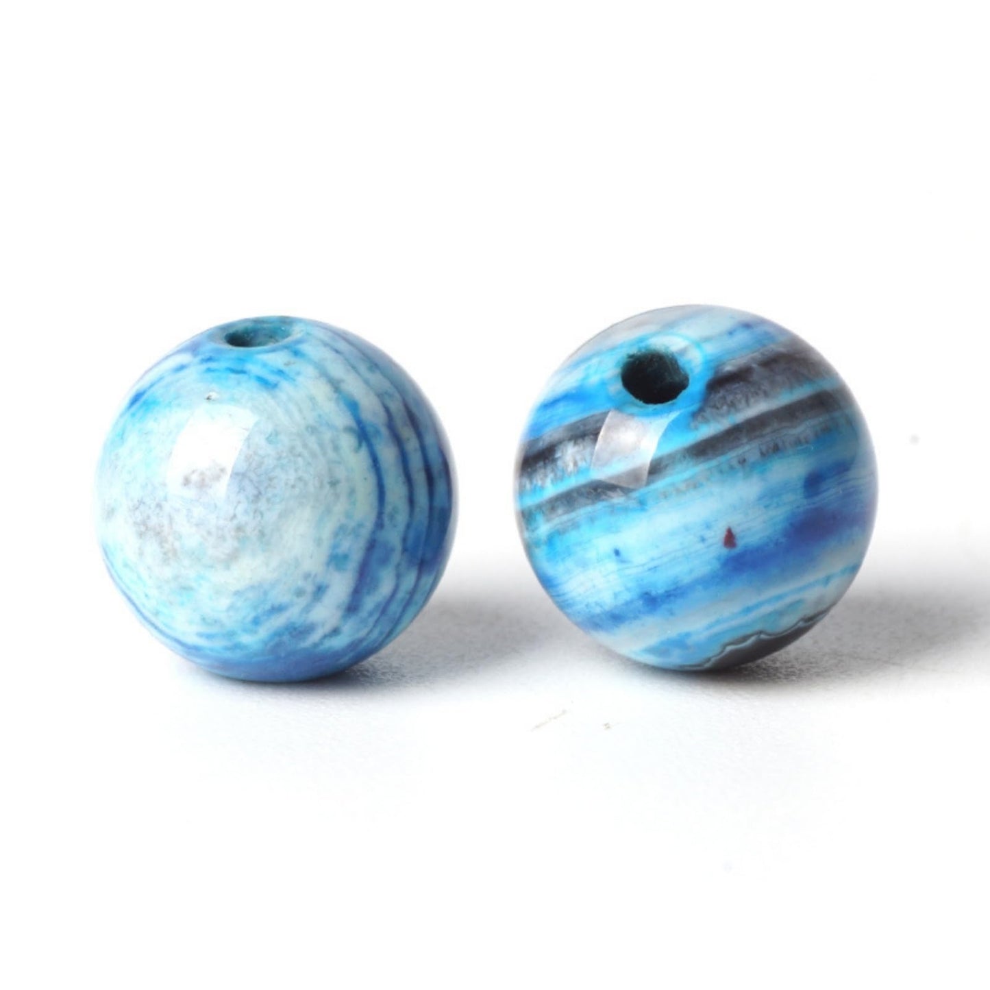 100Pcs Natural Stone 6mm Blue Stripe Agate Round Loose Gemstone Energy Healing Beads Hole Size 1mm DIY Smooth Beads for Bracelet Necklace Earrings Jewelry Making