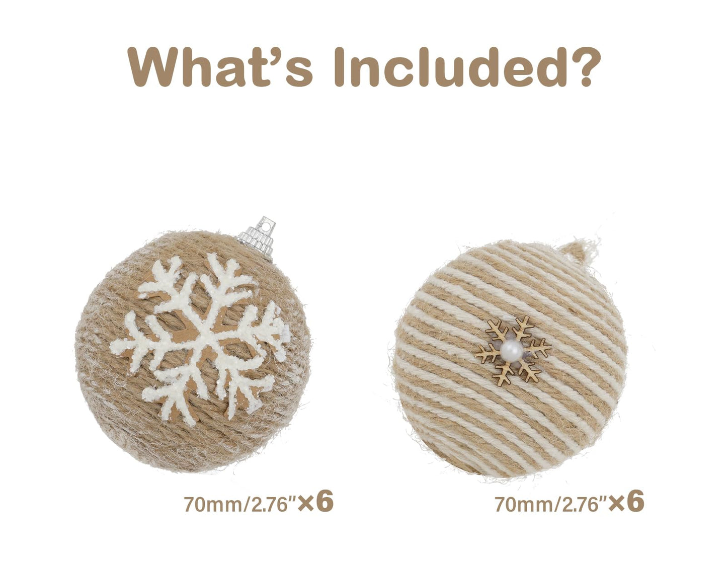 XmasExp Farmhouse Christmas Ball Ornaments Set-Rustic Shatterproof Christmas Tree Decorations 12Counts,70mm/2.76", Farmhouse