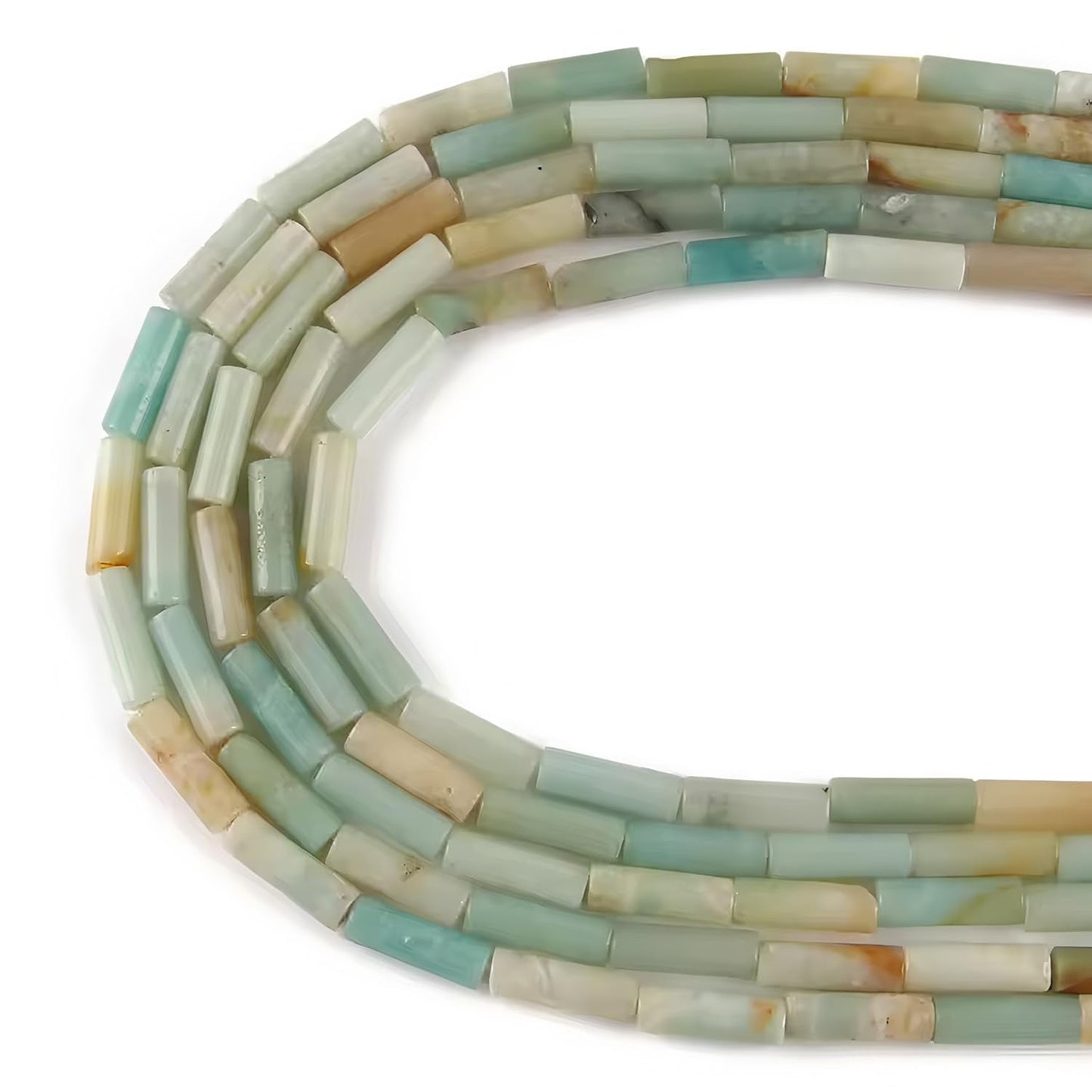 HAAMIIQII Natural Amazonite Tube Beads 13x4mm Column Stone Cylinder Gemstone Loose Beads for Jewelry Making Strand 15 Inch (28-29pcs)