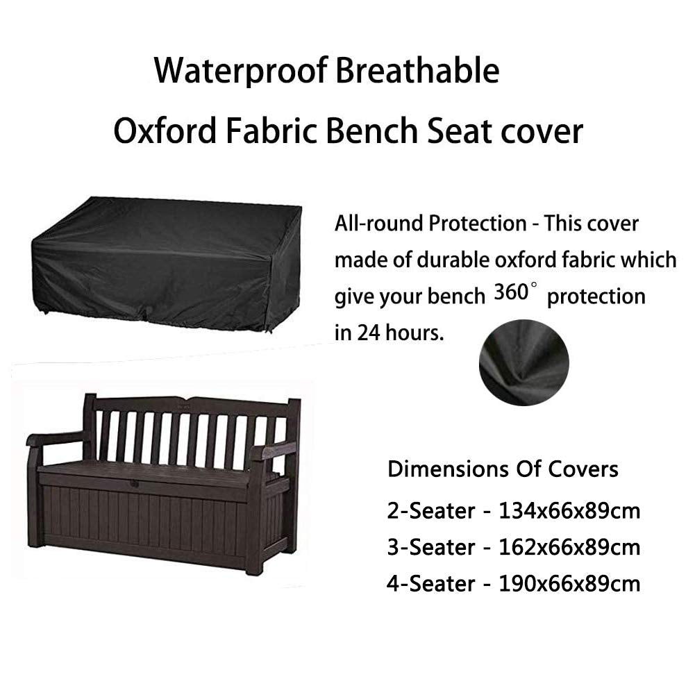 Kingling Outdoor Bench Cover Waterproof for 64 Inch Patio Acacia Wood Bench & 3 Seat Patio Loveseat, Sofa, Glider Heavy Duty Patio Furniture Covers for Outdoor Seating-64 W x 25" D x 35" H Black