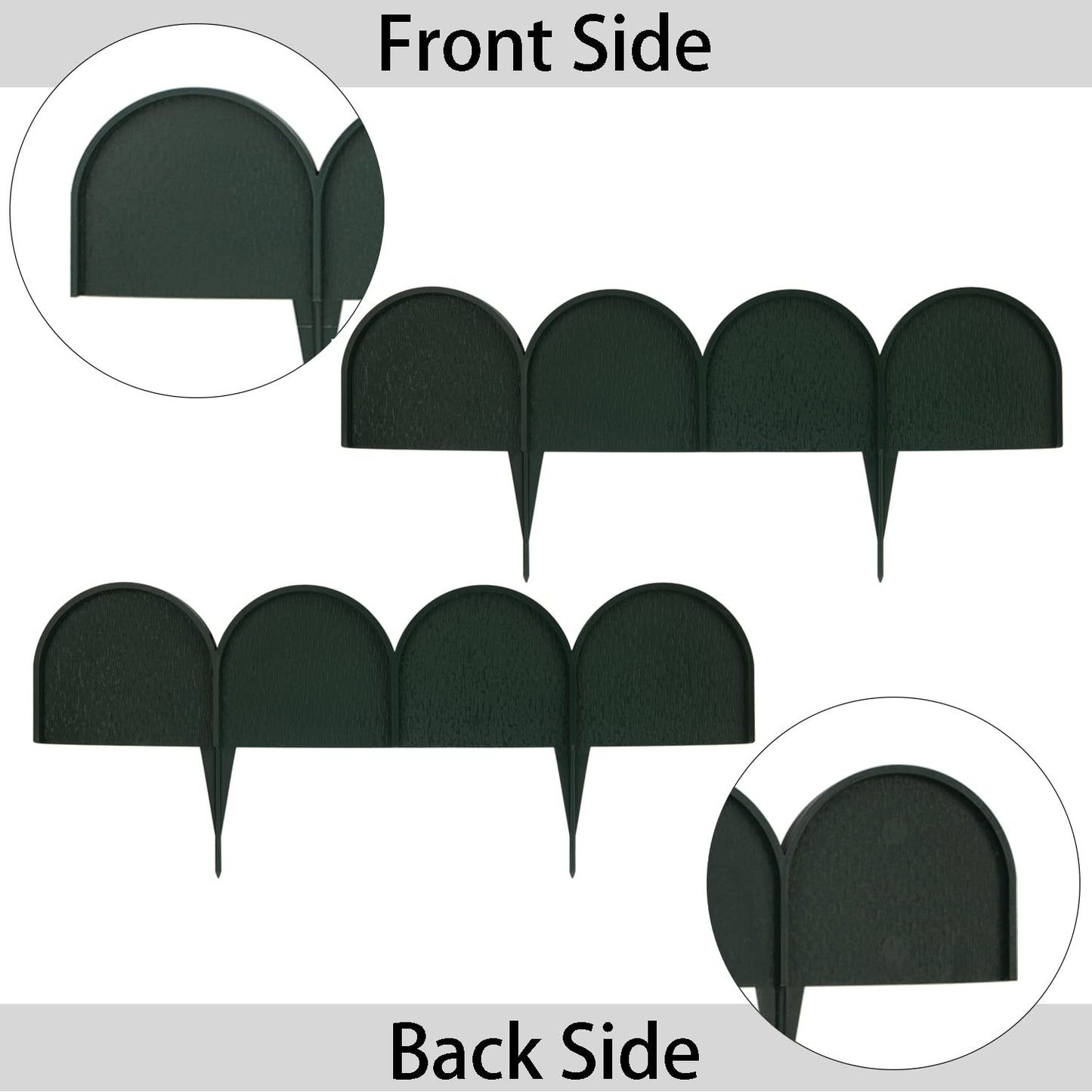 Evelyne Garden Border Edging in Half Round (Semicircle) Arched Design - 15pcs Green Yard Landscaping Fence Liner Lawn Edge Barrier - 20ft. Kit of Decorative Lawn Landscape Panels Elements