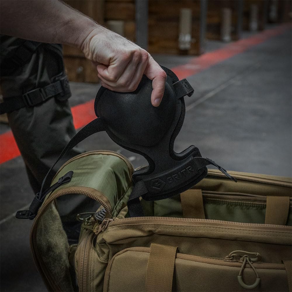 GRITR Tactical Knee Pads for Work, Hunting, Construction, Gardening, Paintball w/Foam Padding, Hard Shell & Adjustable Straps - Heavy Duty Professional Knee Protectors for Men & Women, Black