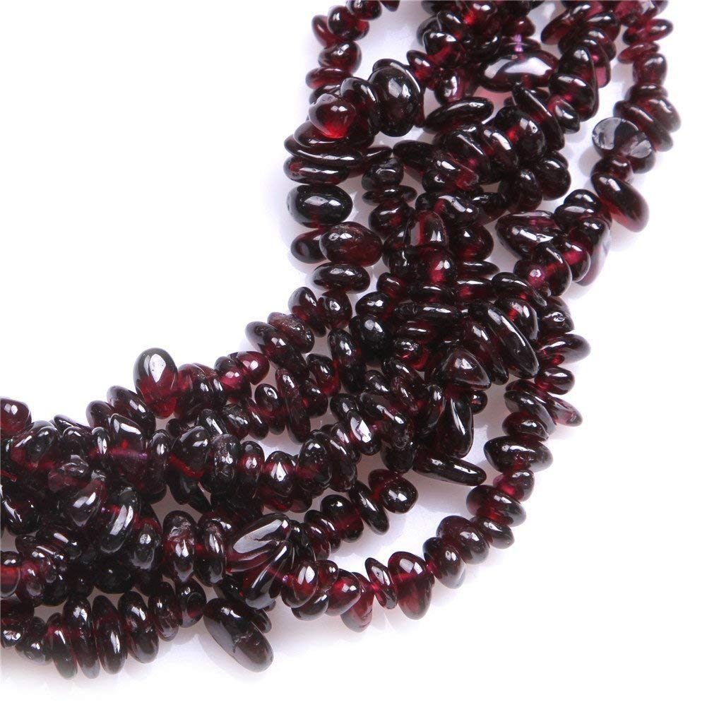 HAAMIIQII 4-6mm Natural Garnet Chips Irregular Chip Stones Loose Gemstone Energy Healing Beads for Jewelry Making 30 Inch Strand