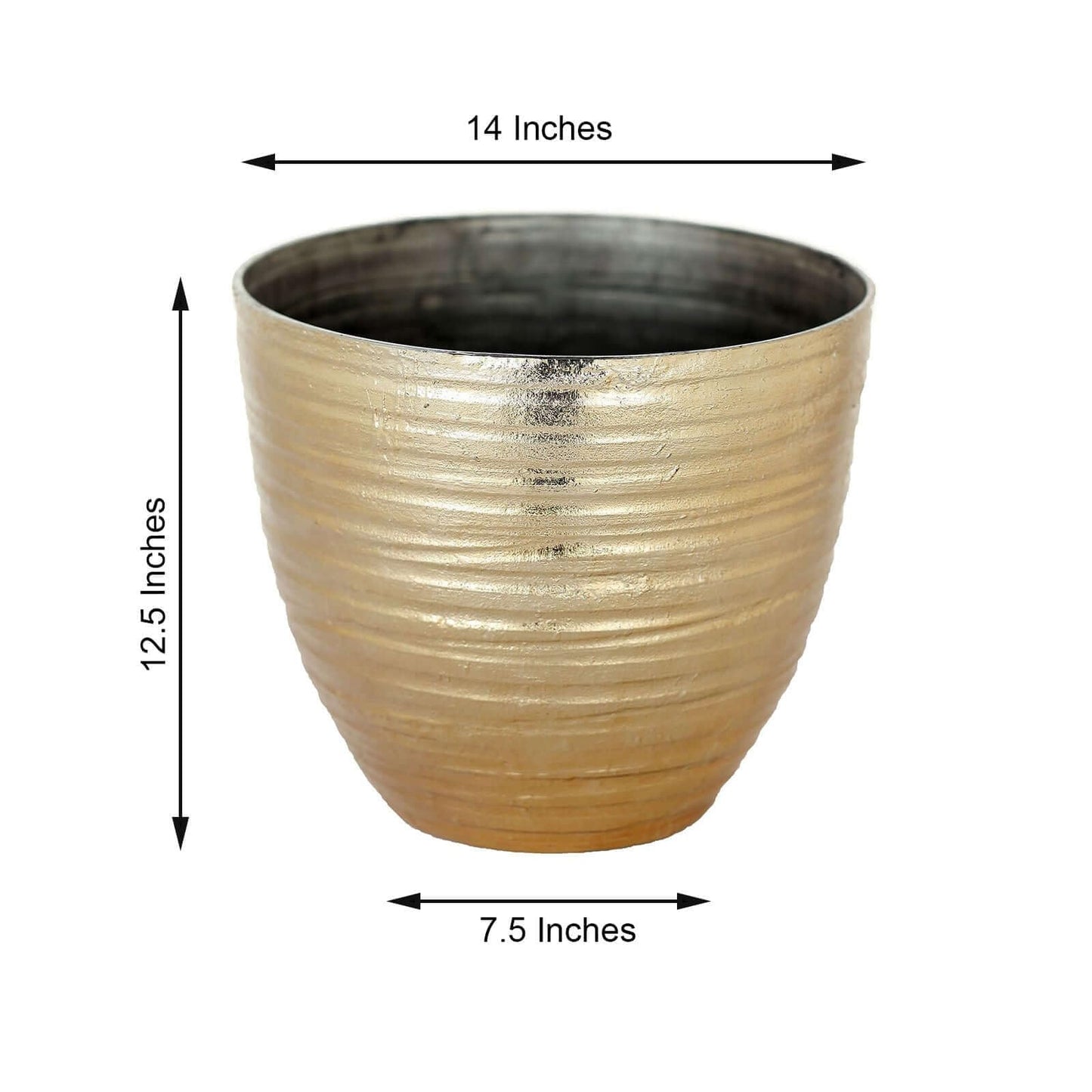 Efavormart 14 inch Large Metallic Gold Round Planter, Statuesque Gilded Flower Pot for Grand Entrances, Luxury Hotels and Glamorous Home Decor