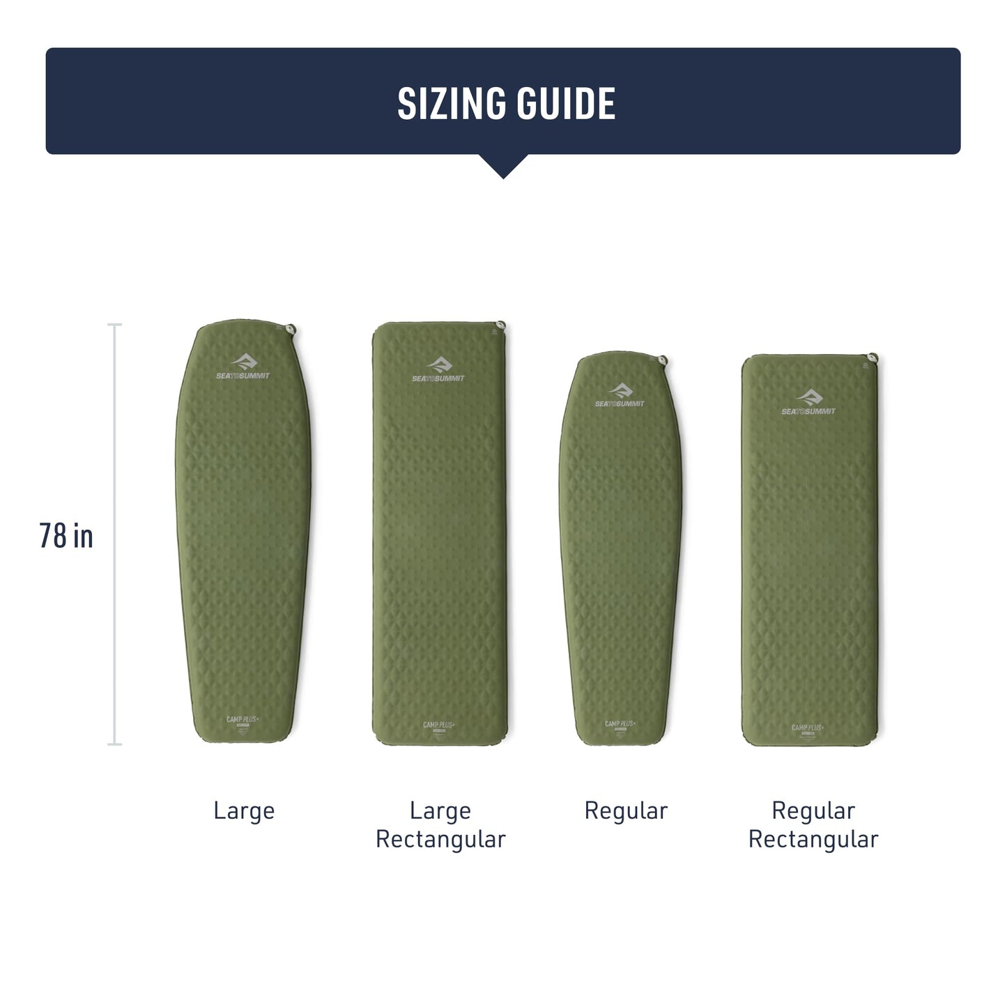 Sea to Summit Camp Plus Self-Inflating Foam Sleeping Mat for Camping - Rectangular - Regular (72 x 25.2 x 2.6 inches)