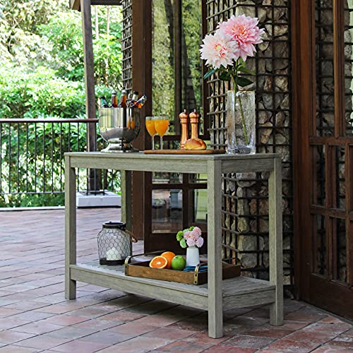 Cambridge Casual Solid Wood West Lake Outdoor Console Table – Weathered Gray Finish