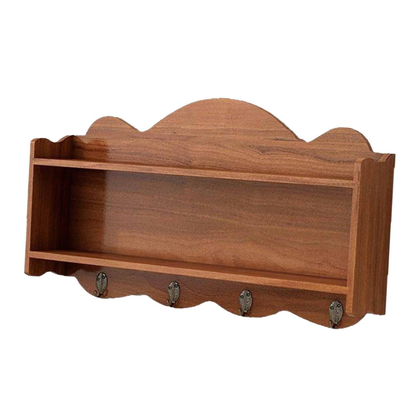 Bothyi Kitchen Shelves Key and Cup Holder Sturdy Multifunction with Hooks Antique Shelf Ornaments Display Stand for Bedroom Entryway, Brown