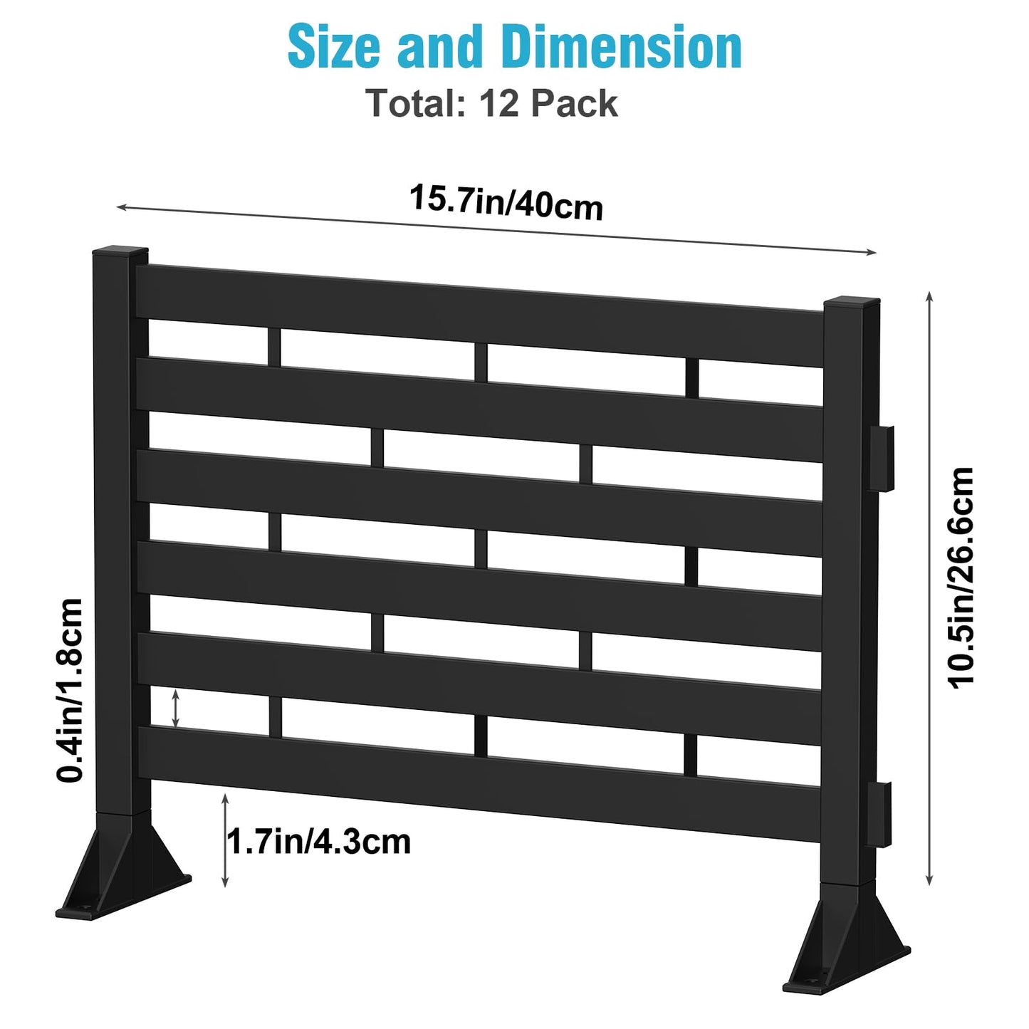 Fence Privacy Screen 12 Pack Plastic Fence Panels Decorative Garden Fence Animal Barrier Air Conditioner Trash Can Pool Equipment Enclosure for Backyard Patio Balcony Black