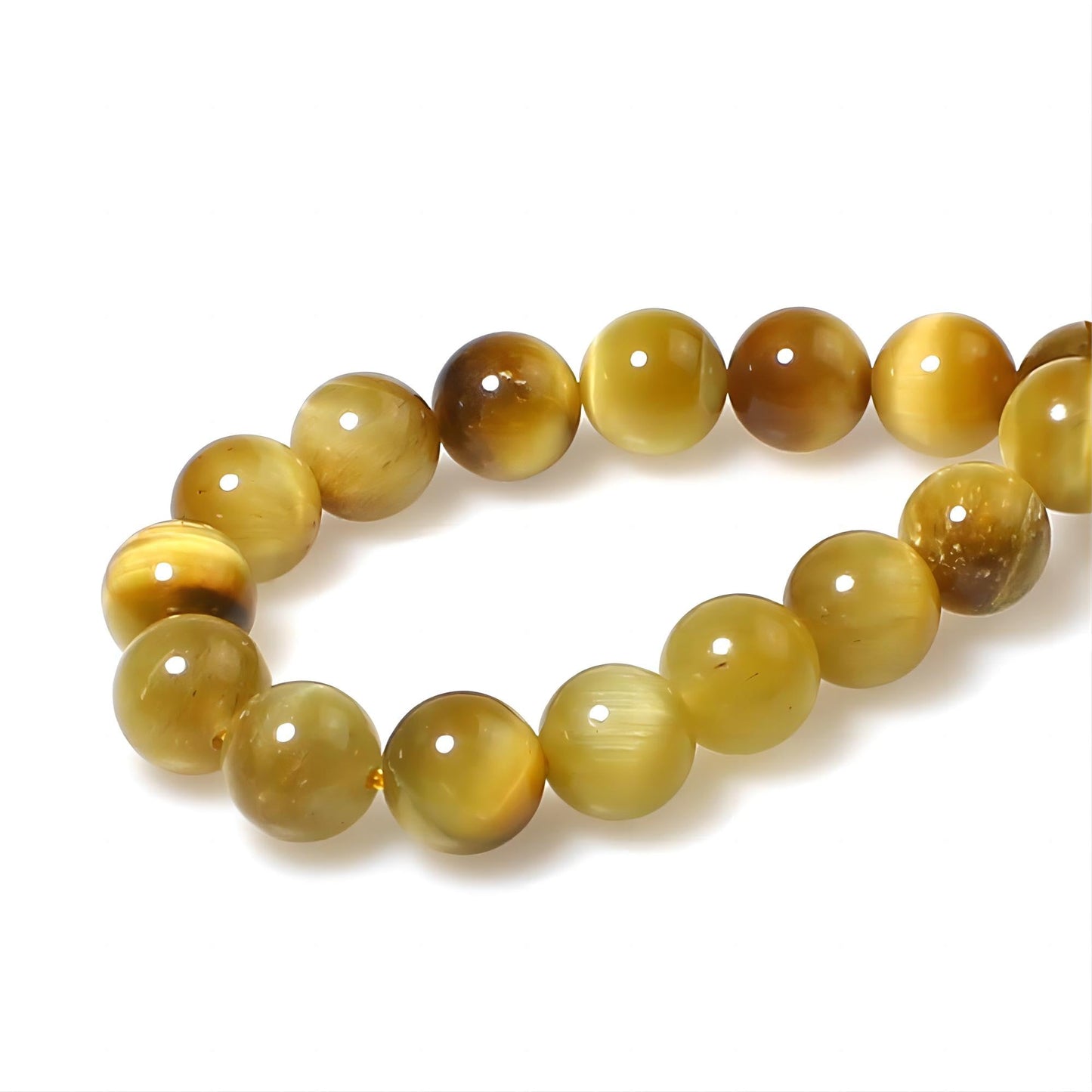 MJDCB Natural Stone Beads 8mm 43pcs Round Golden Tiger's Eye Loose Gemstone Bead Charms for Jewelry Making Bracelet Necklace Earring Pendant