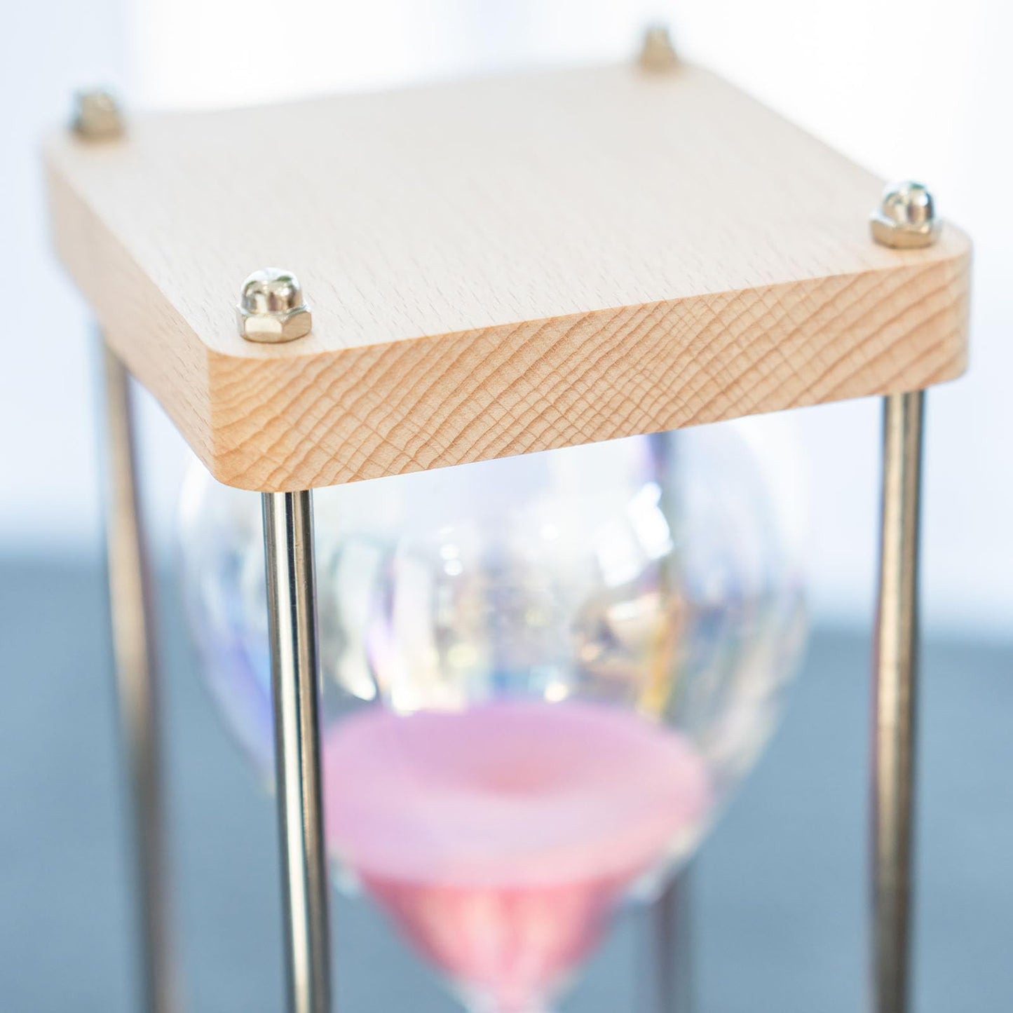 Large 60-Minute Hourglass Sand Timer,Pastel Macaron Glass & Natural Oak Wood Base, Modern Minimalist Office Home Desktop Decor (Macaron Pink)
