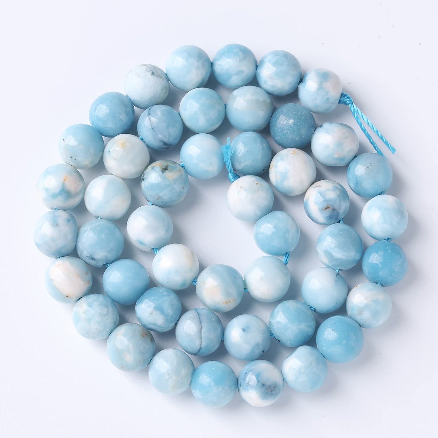 Larimar Beads 36pcs 10mm Natural Gemstone Round Loose Beads for Jewelry Making Energy Crystal Healing Power Gemstone DIY Bracelet Necklace (Blue Larimar Stone, 10mm)