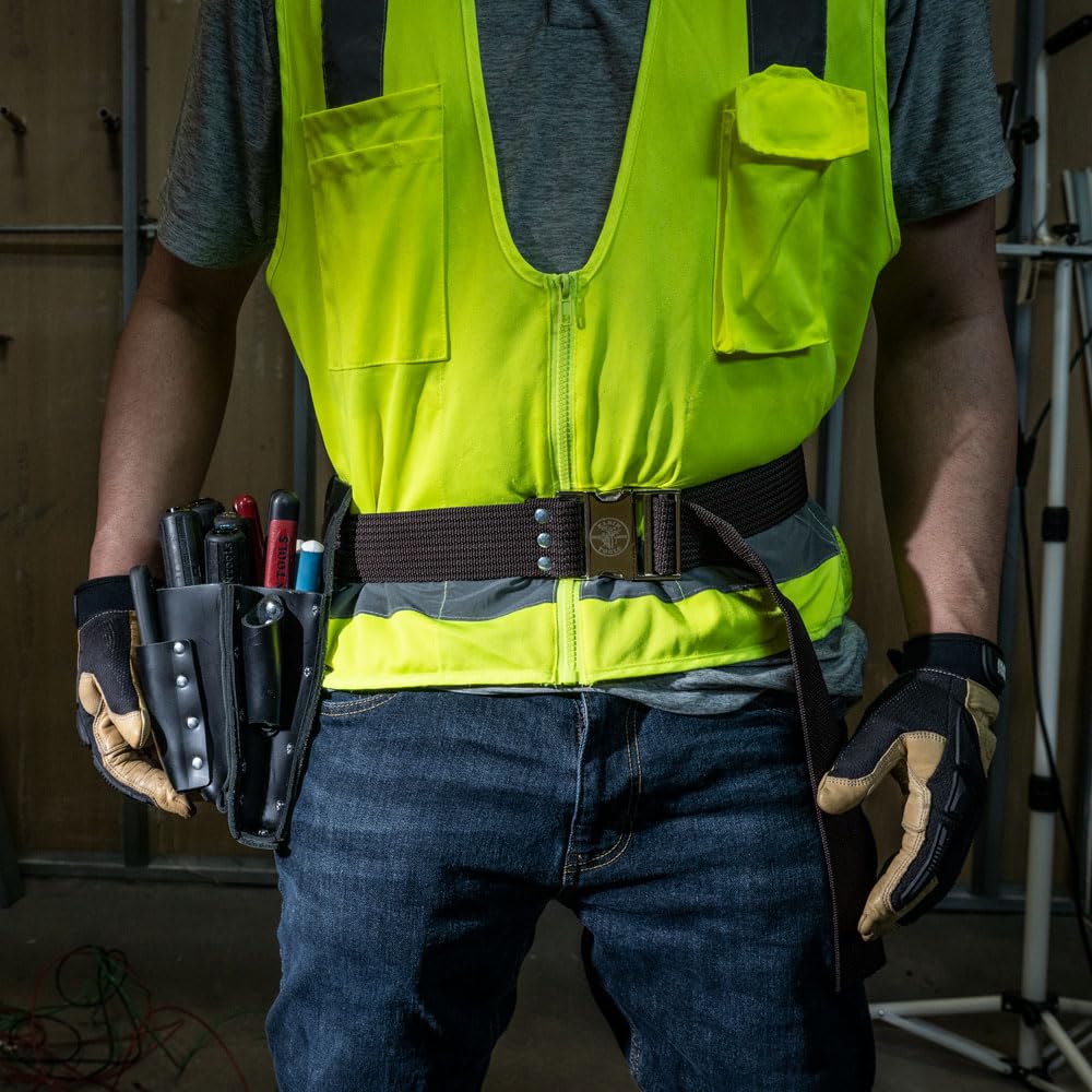 Klein Tools 5225 Tool Belt, Adjustable Electrician Belt is 2-Inch Wide, Adjusts for 48-Inch Waist