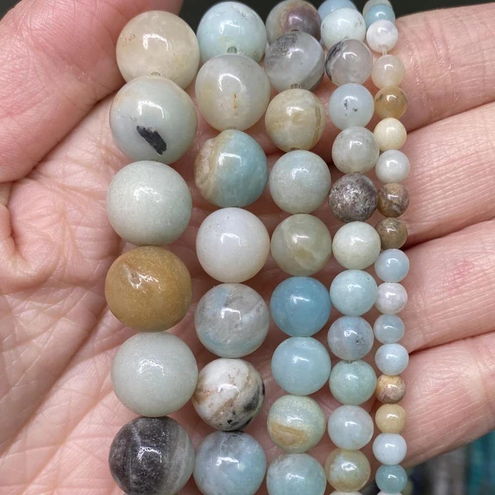 8mm 45pcs Natural Stone Beads Colorful Amazonite Gemstone Round Loose Beads for Jewelry Making DIY Bracelet Necklace Earrings15 Inch