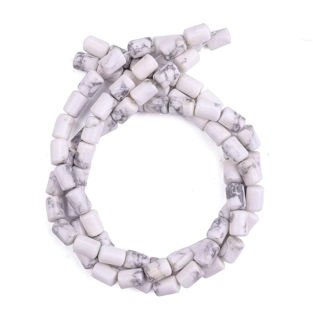 BEADIA Natural White Howlite Cylinder Stone Loose Semi Gemstone Beads for Jewelry Making 10mmx14mm 38cm