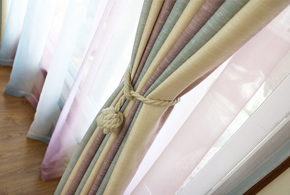 Melaluxe 4 Pack Curtain Tiebacks - Heavy Duty Curtain Rope Tieback, Handmade Rural Decorative Curtain Holdbacks (Beige)
