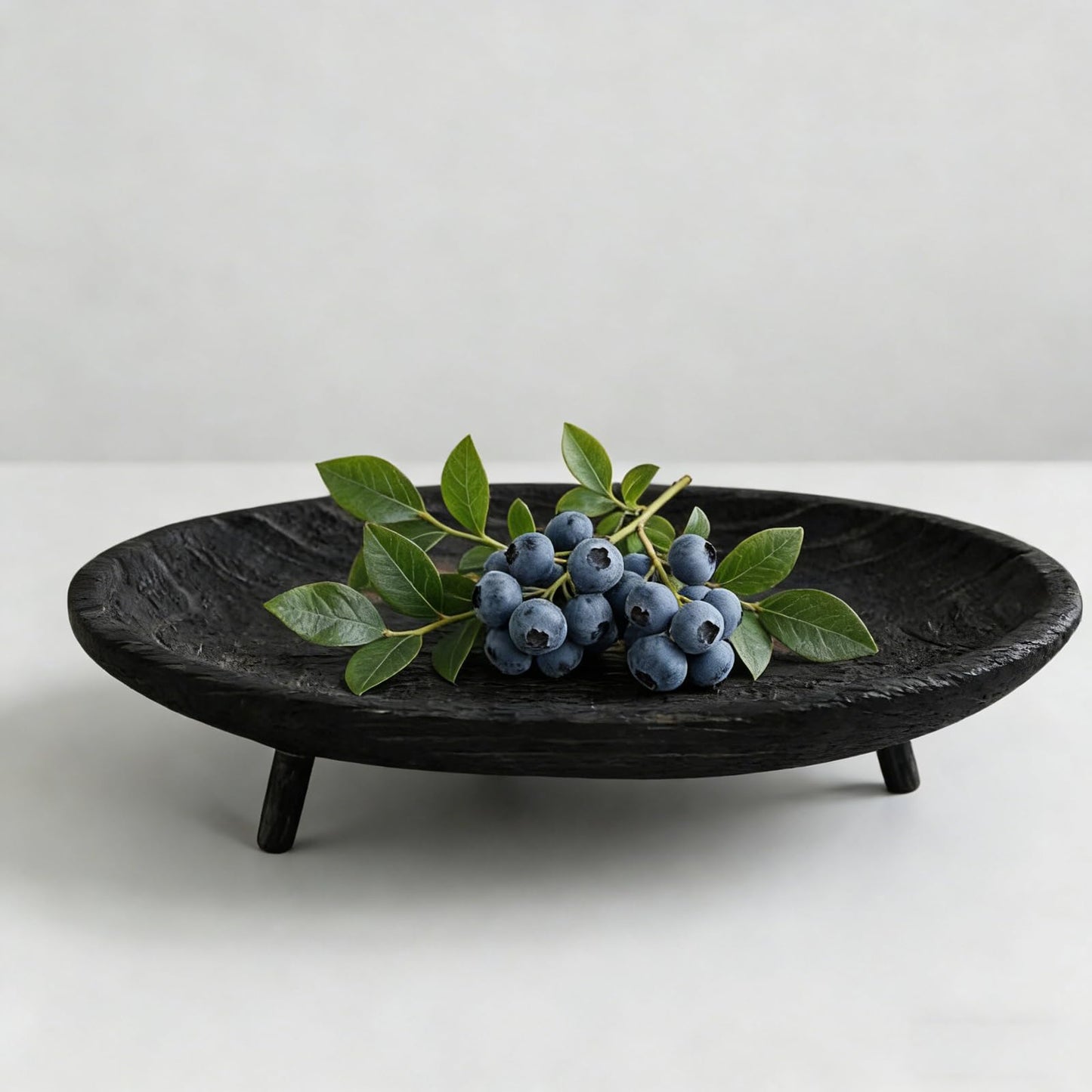 Wooden Tray with Key Bowl， 17.7 Inch Oval Decorative Tray for Coffee Table & Entryway， Black & Dark Brown Decorative Bowl (Black)