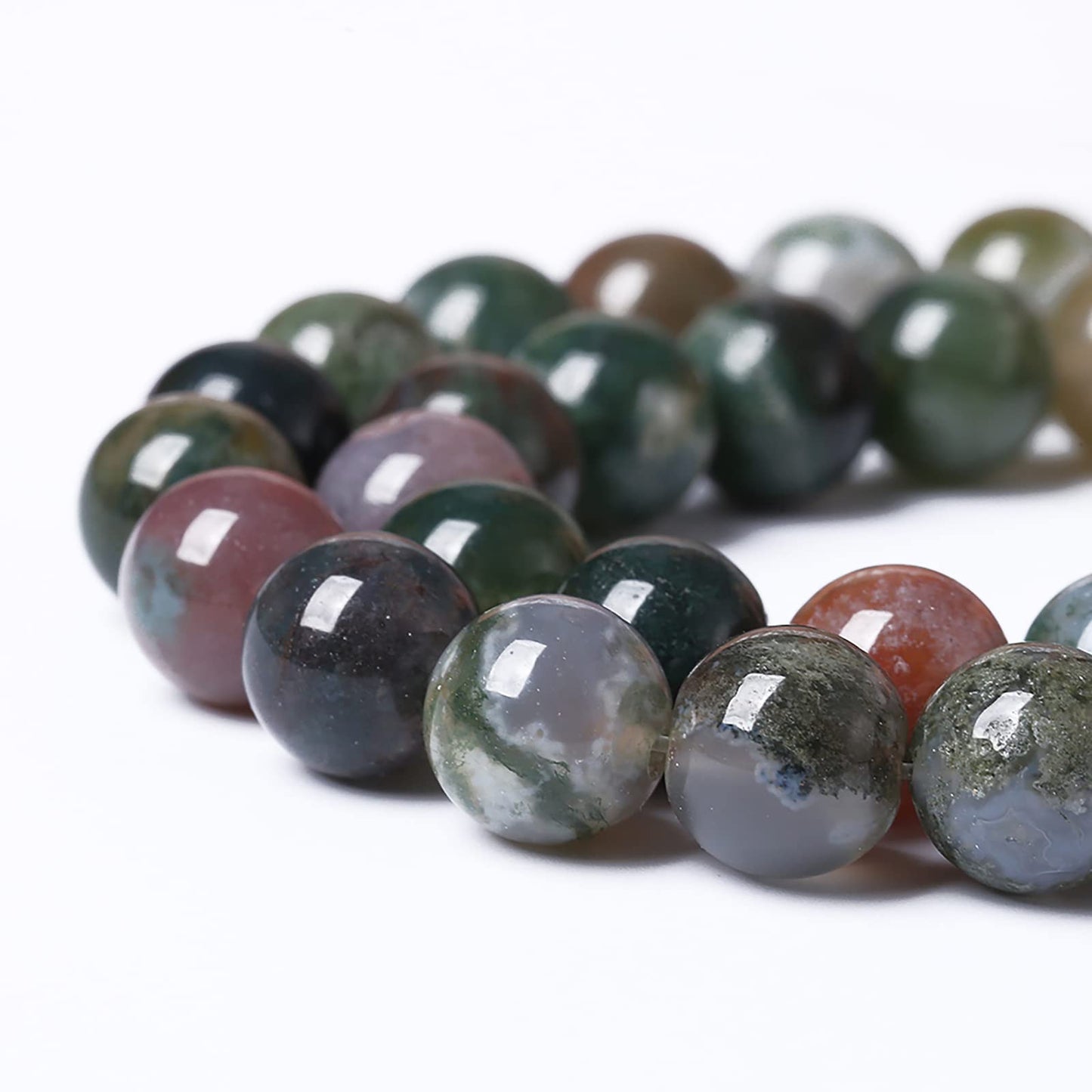 45pcs 8mm Natural Indian Agate Gemstone Beads Smooth Round Loose Spacer Beads for Jewelry Making DIY Bracelet Necklace 15" Strand