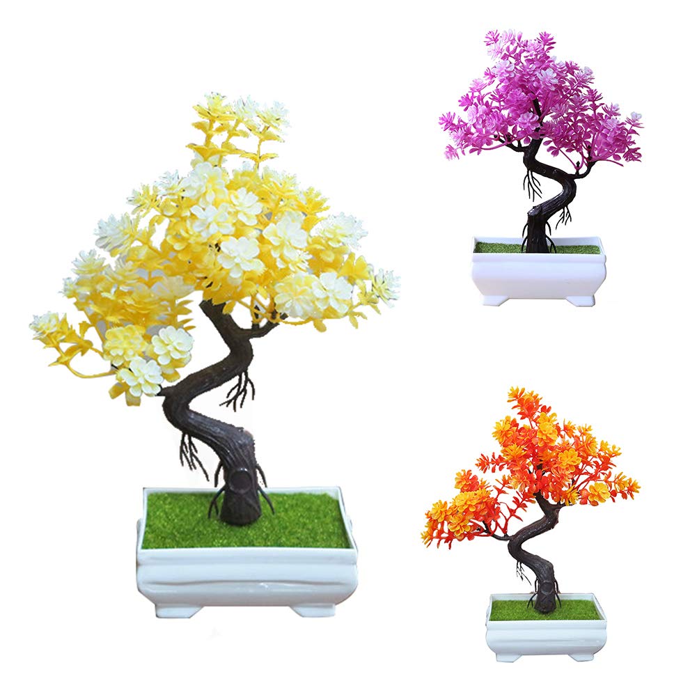 LAPUTA Decorative Faux Plants Artificial Potted Tree Bonsai Simulation Plant Home Decor Table Centerpieces Desk Ornament Pink