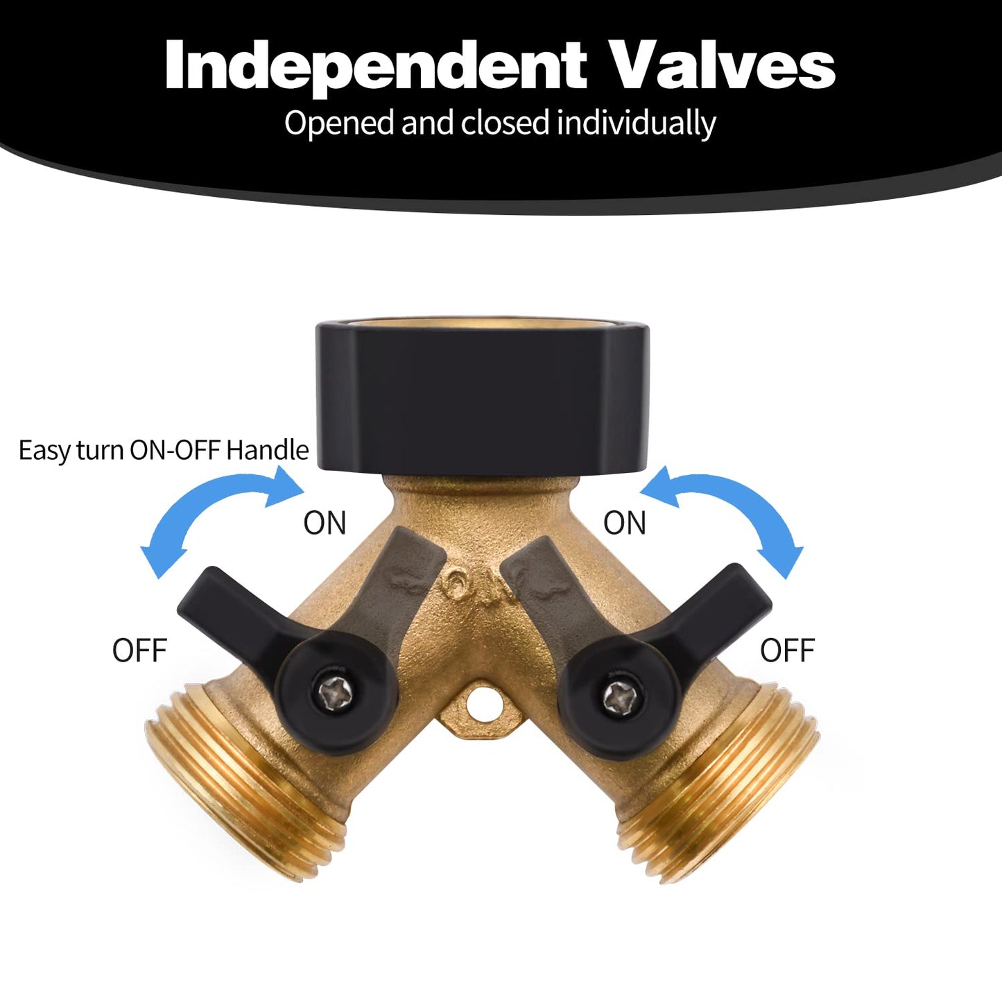 4 Pack Hose Splitter, 2 Way Heavy Duty Brass Garden Hose Splitter, for 3/4" Hose Connector, Brass Garden Hose Manifold with Rubber Washers & Tapes