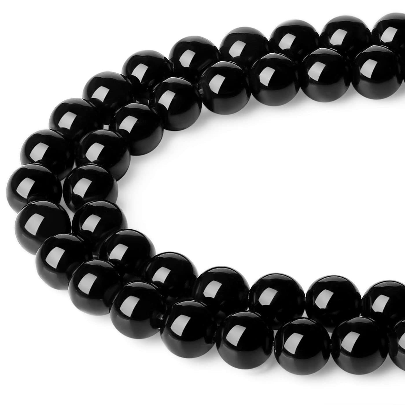 LAIDANLA Black Obsidian 6mm Natural Stone Beads Round Loose Gemstone Stone Beads for DIY Bracelet Necklace Earrings Jewelry Making Polishing Genuine Real Beading 96PCS 2 Strand 32"