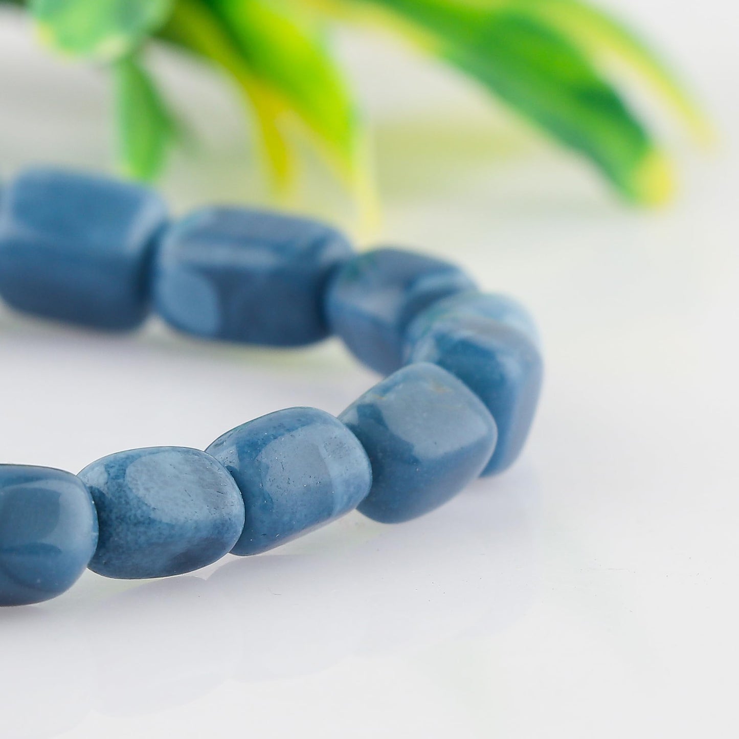 CRYSTALINES Round Beads Stretchable Unisex Bracelet, Natural Blue Opal Gemstone, Stretch Jewelry for Men Women, Healing Bracelets, Handmade, Chakra Stones, Healing Bracelet, Birthstone