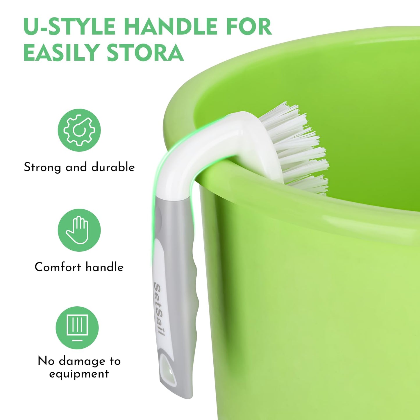 SetSail Scrub Brush, Heavy-Duty Scrub Brushes for Cleaning with Stiff Bristles Cleaning Brush for Shower, Bathroom, Carpet, Kitchen and Bathtub Scrubber - 4 Pack