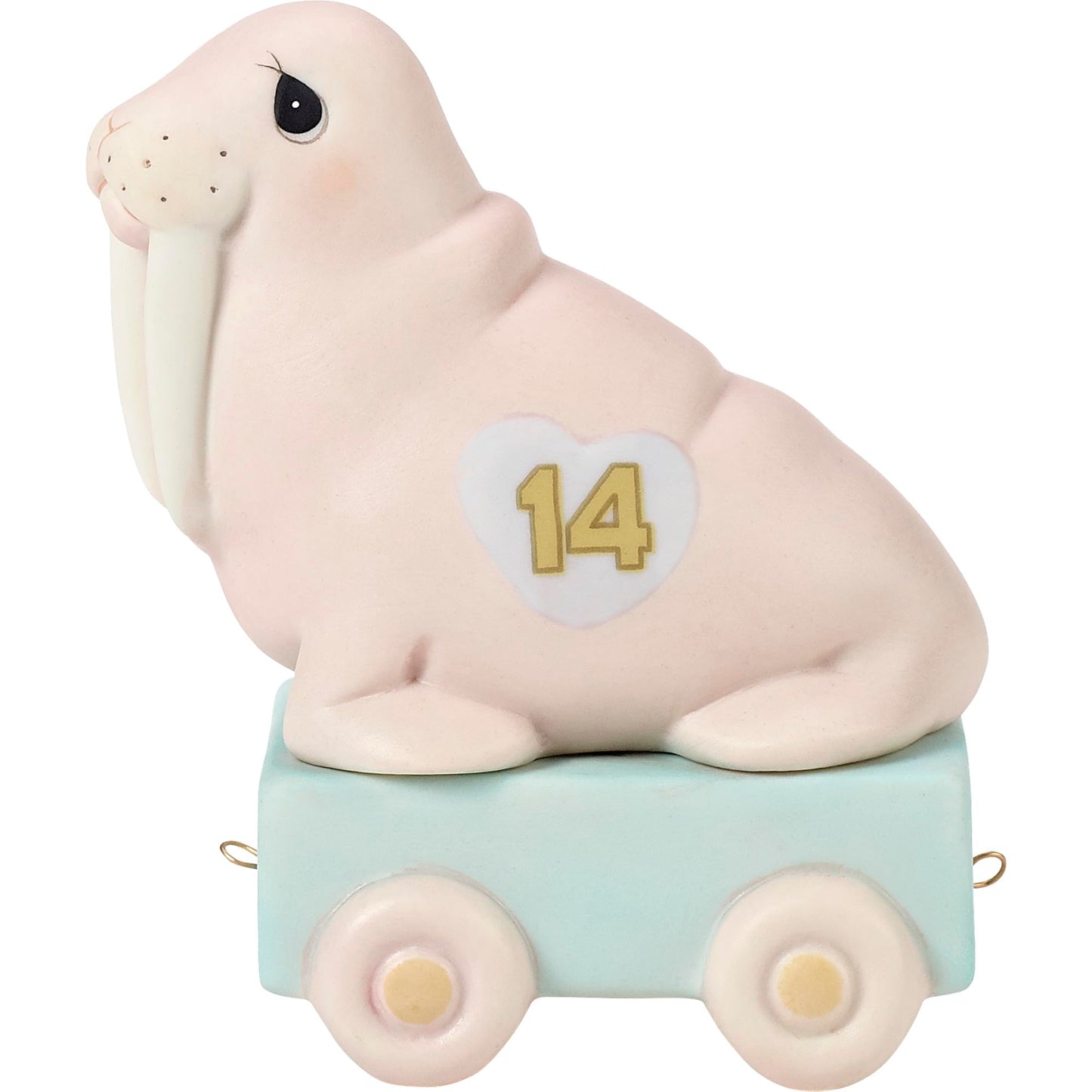 Precious Moments Birthday Train Walrus, Age 14, It's Your Birthday Live It Up Large, Birthday Gift for 14 Year Old Boys and Girls, Bisque Porcelain Figurine, 142034