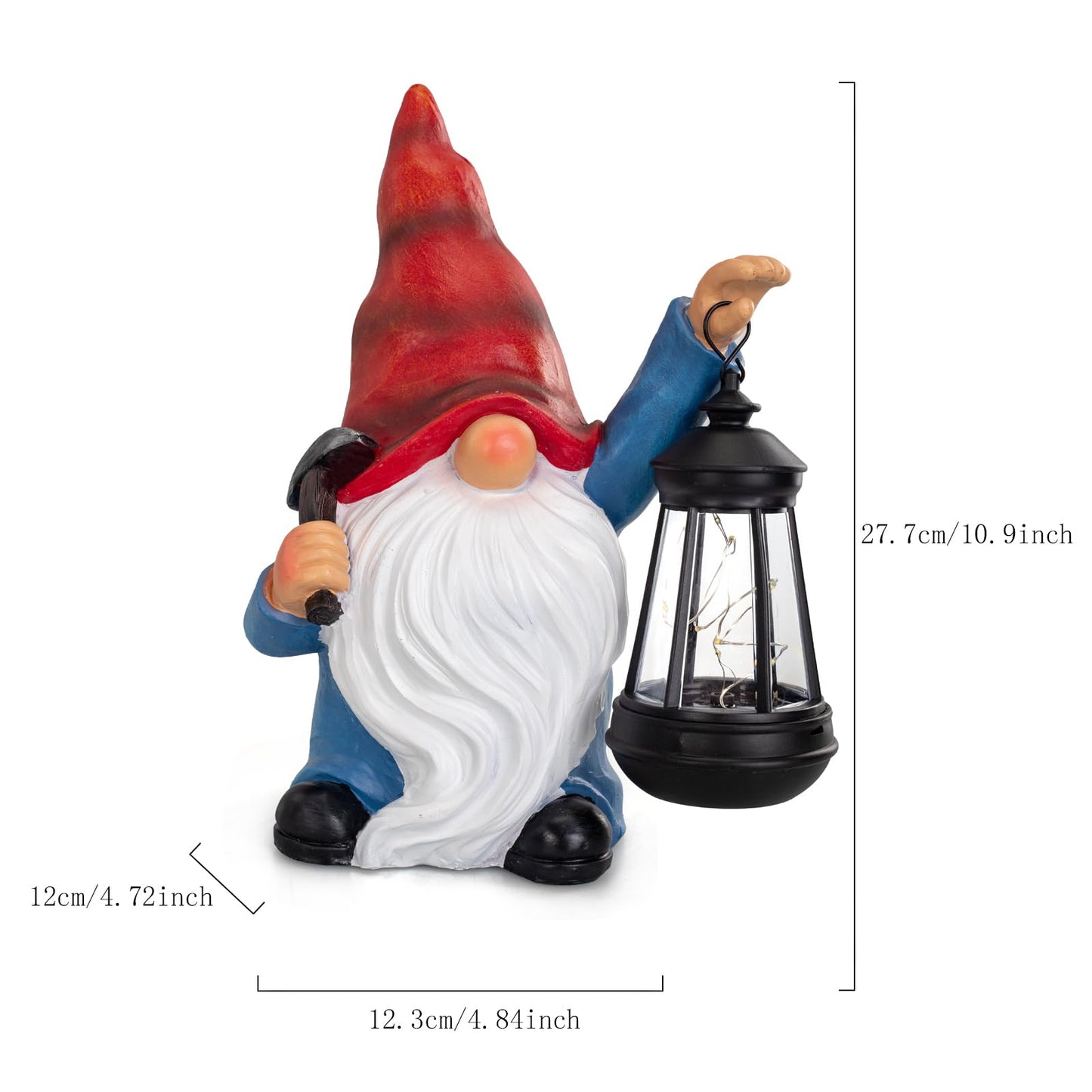 halp·ssfm Garden Gnome Statue Solar Light Outdoor Decorations Figurine with Lantern Led Shovel Sculpture Lawn Patio Yard Porch Outside Christmas Housewarming Gifts for Women Mother's Day Grandma