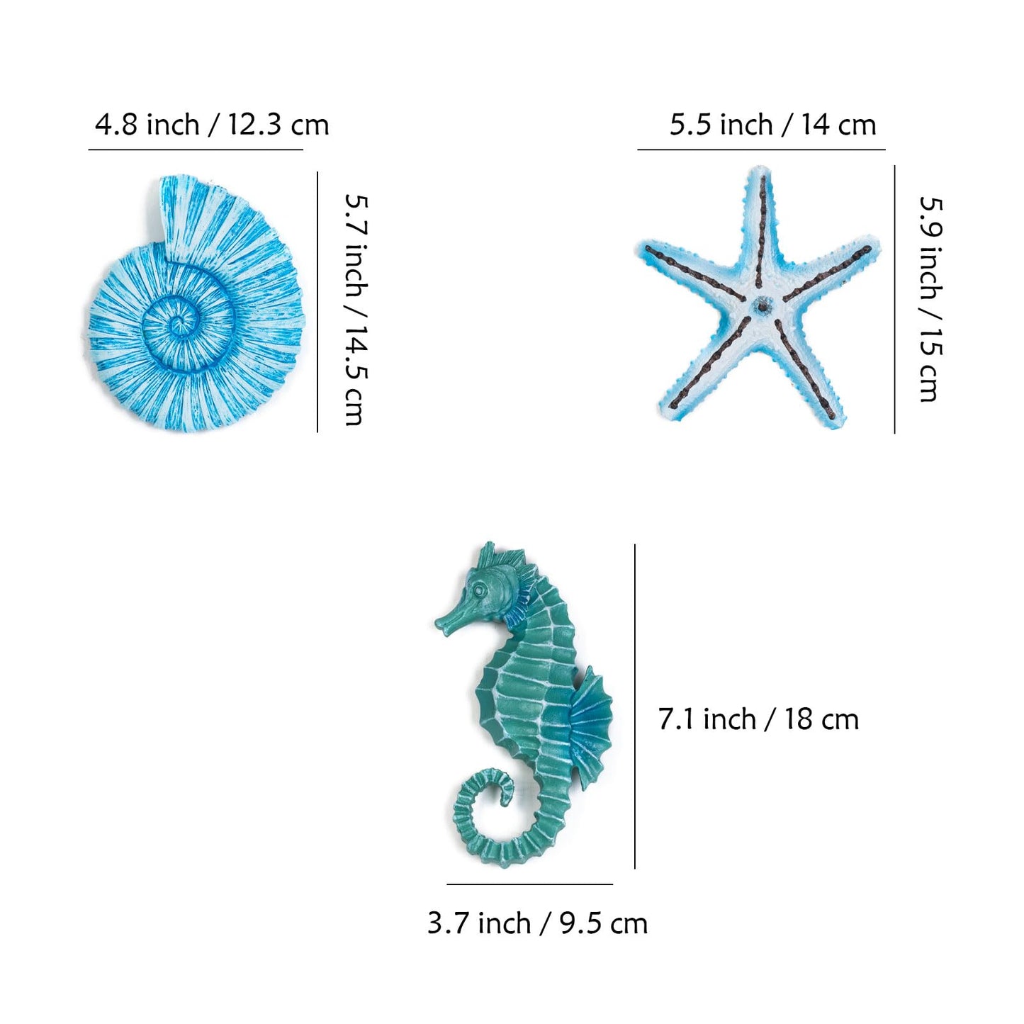 AIM & GGKK 3D Art Ocean Beach Wall Decor Coastal Decorations Sets with Starfish, Seahorse,Conch for Bedroom Bathroom Livingroom Beach House