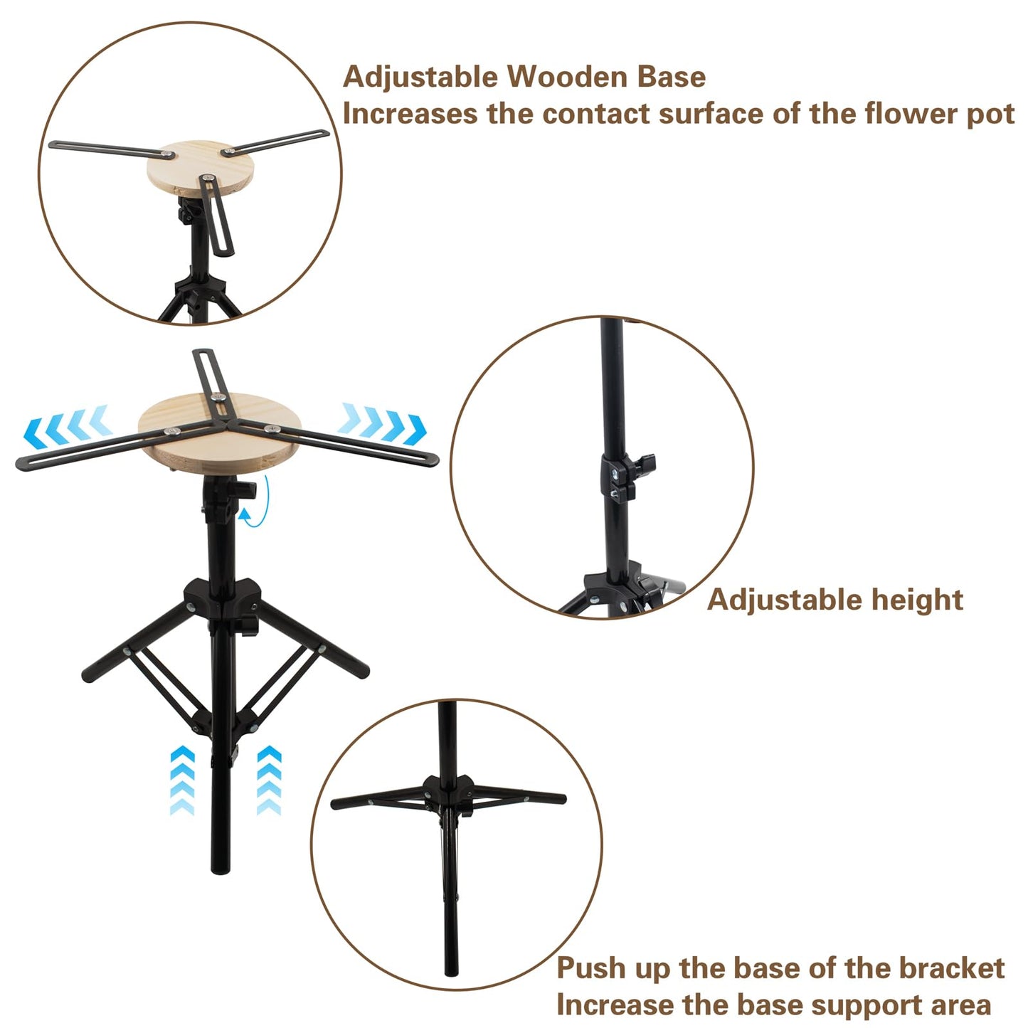 2 Sets Adjustable Planter Inserts, Metal Plant Risers for Large Pots, Plant Lift Inserts for Tall Square Taper Round Container Indoor & Outdoor Use, Adjustable Height 14.5''-20" & Diameter 2.4''-7.3"