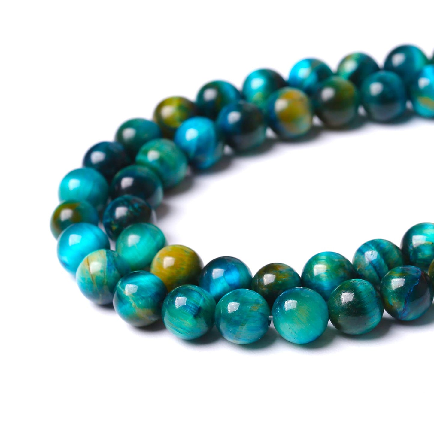 8mm Natural Blue Tiger Eye Stone Beads Round Loose Beads for Jewelry Making DIY Bracelet Necklace Accessories 15" 45pcs (Blue Tiger, 8mm)