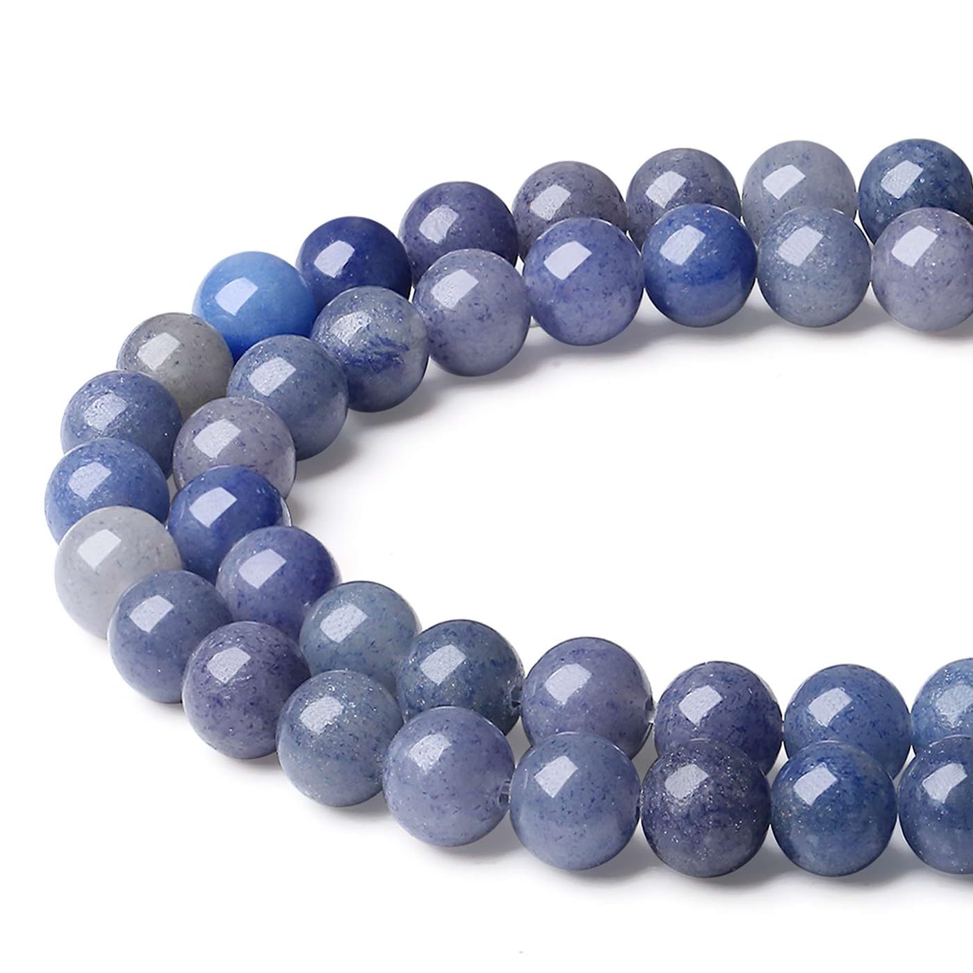 LAIDANLA Blue Aventurine 8mm Natural Stone Beads Round Loose Gemstone Stone Beads for DIY Bracelet Necklace Earrings Jewelry Making Polishing Genuine Real Beading Crystal 96PCS 2 Strand 32"