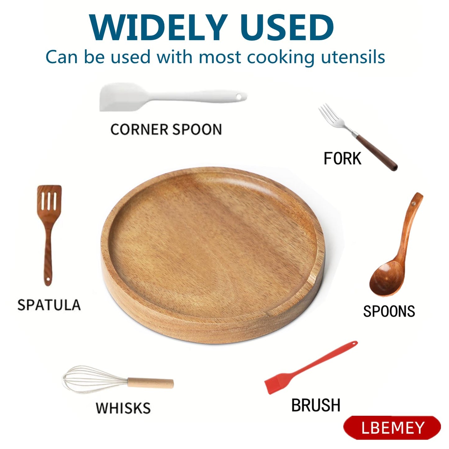 Acacia Wood Spoon Rest Holder, Wooden Spoon Holder For Kitchen Stove Top With Non-Slip Silicone Feet, Perfect Stand For Spoon, Coffee Spoon, Cooking Spoon, Shovel And Tongs (Brown)