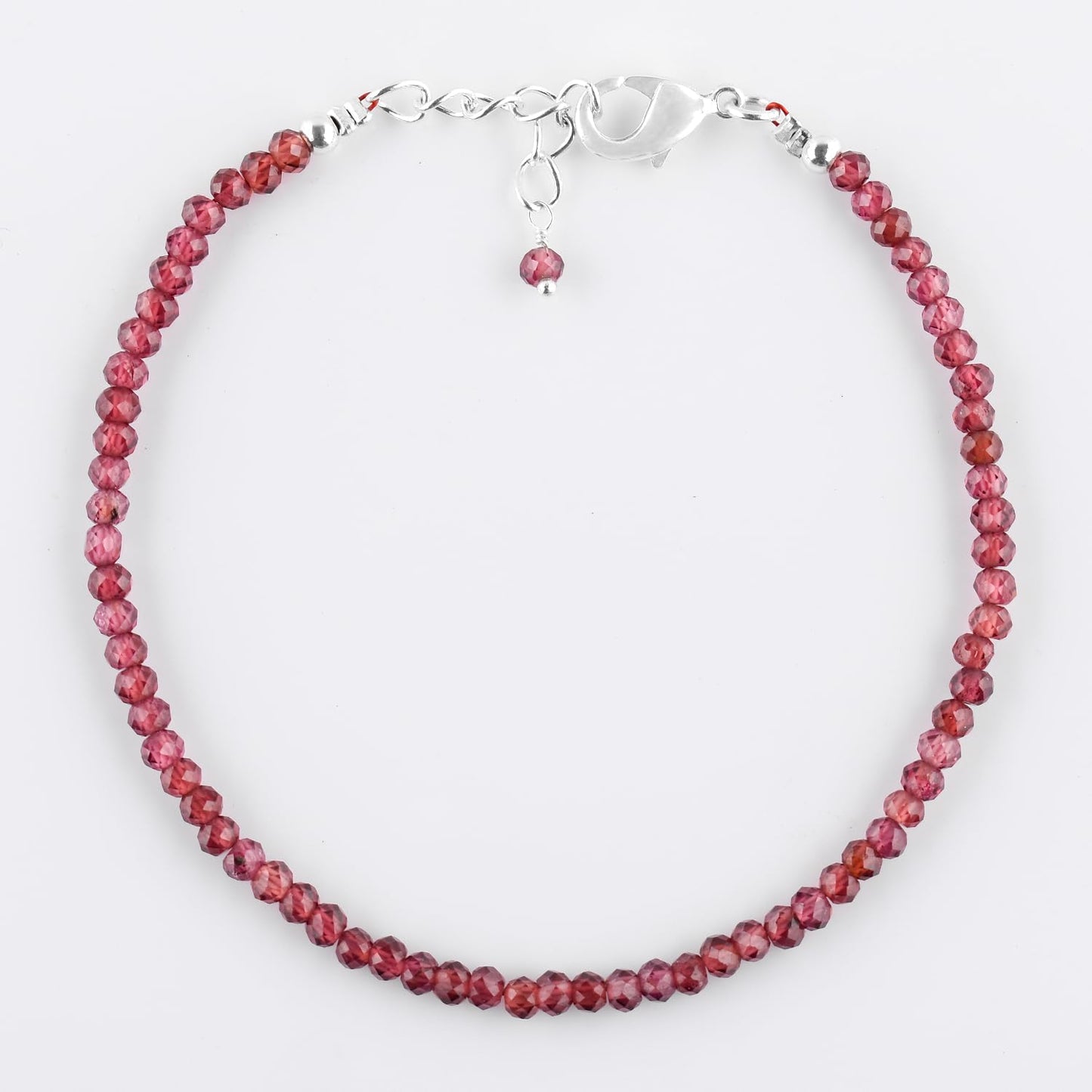 Yanara Garnet Stone Bracelets For Women Beads Jewelry for Women January Birthstone, Chakra Energy Healing Crystals, Silver Plated Chain 8 inch