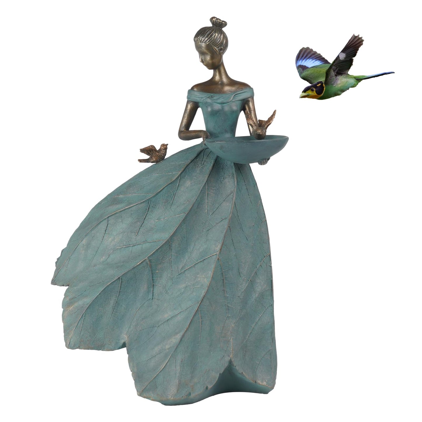 Dilicoming Large Garden Fairy Statue Bird Feeder & Bird Bath - 23-Inch Resin Outdoor Yard Decor Angel Statue, Decorative Girl Sculpture for Garden, Lawn, Patio